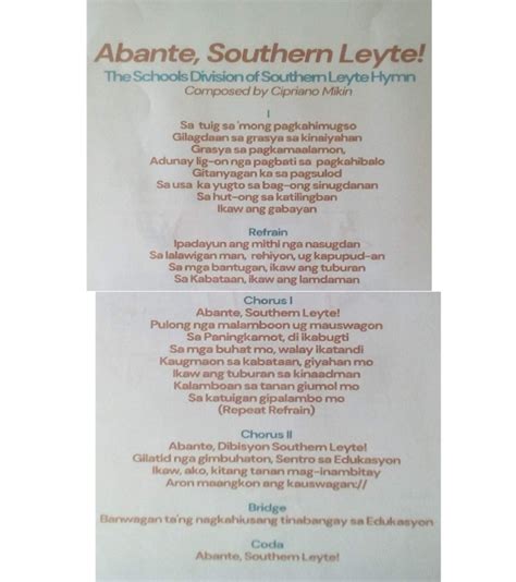 southern leyte state university hymn lyrics|SLSU's Official Philippine National Anthem .